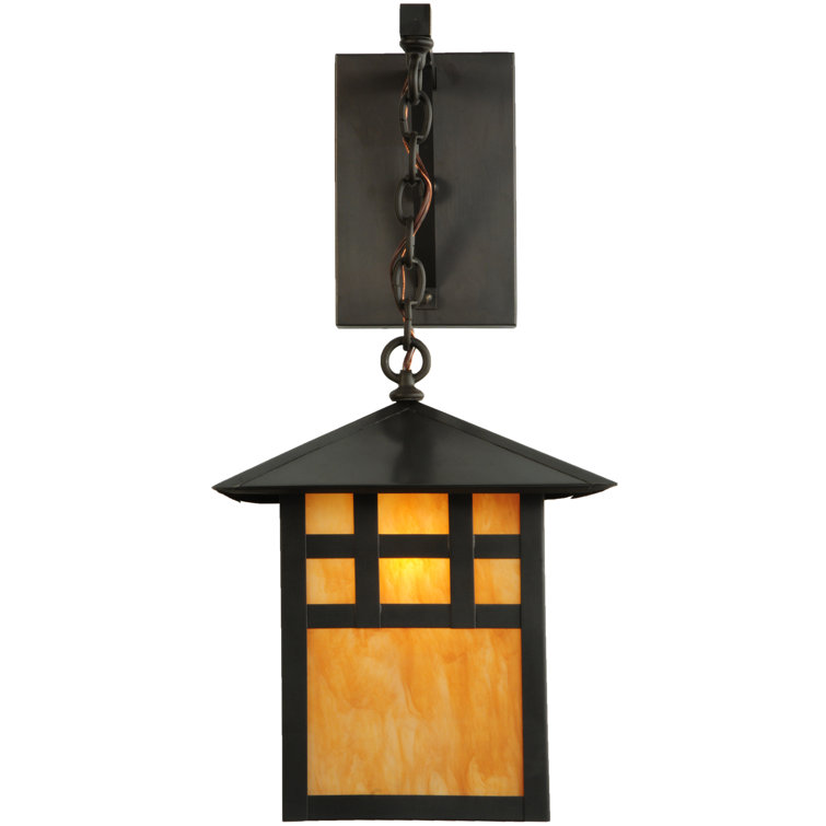Black Mission Style Hanging Lantern Sconce