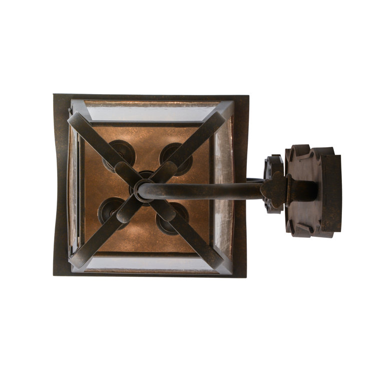 Antique Bronze Seeded Glass 4-Bulb Outdoor Lantern Sconce