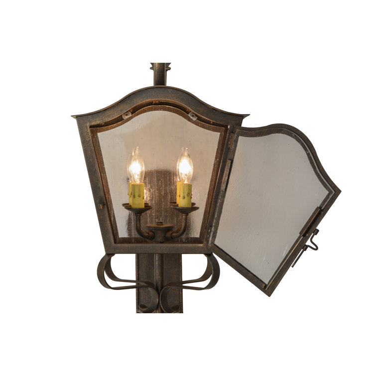 Antique Bronze Seeded Glass 4-Bulb Outdoor Lantern Sconce