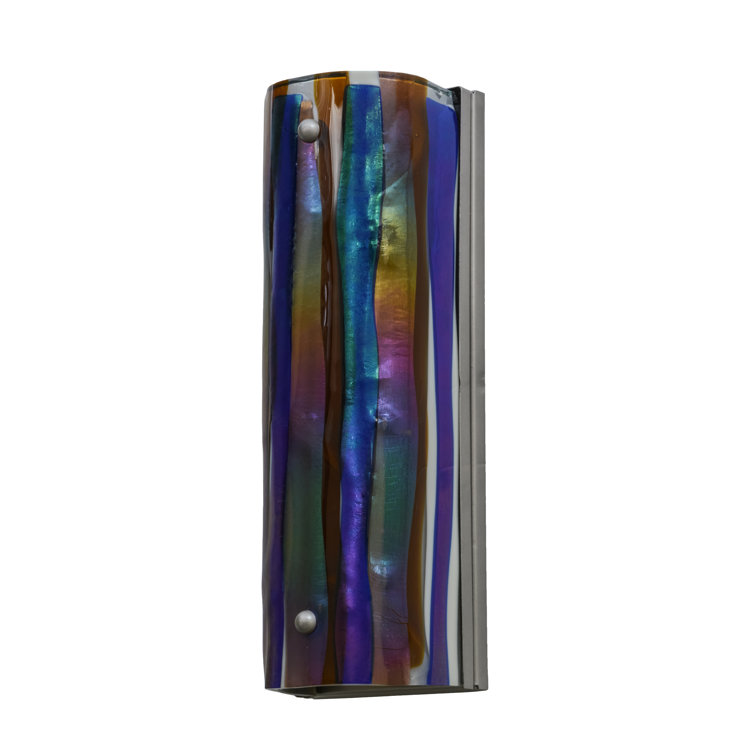 Metro Fusion 16" Nickel Frame Sconce with Ice Blue & Beige Glass