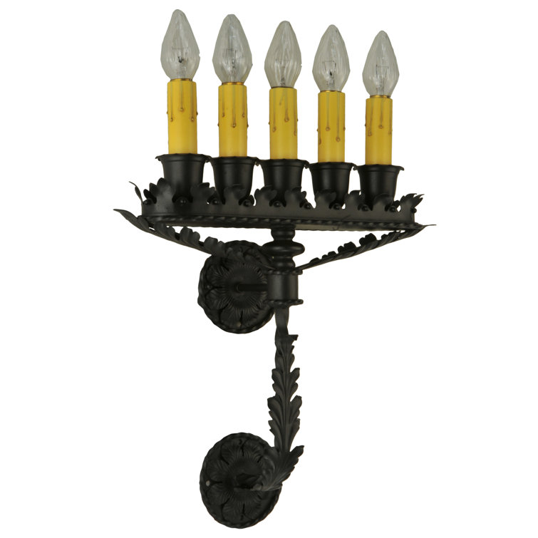 Victorian Black Steel 5-Light Wall Sconce
