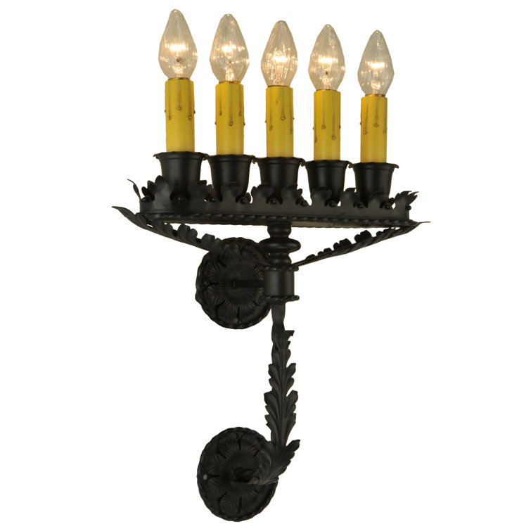 Victorian Black Steel 5-Light Wall Sconce