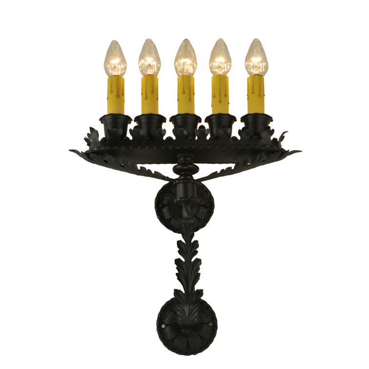 Victorian Black Steel 5-Light Wall Sconce