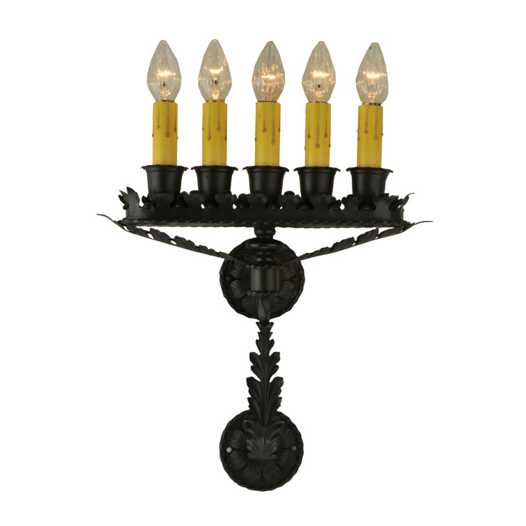 Victorian Black Steel 5-Light Wall Sconce