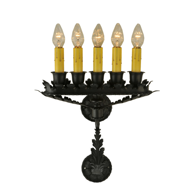 Victorian Black Steel 5-Light Wall Sconce