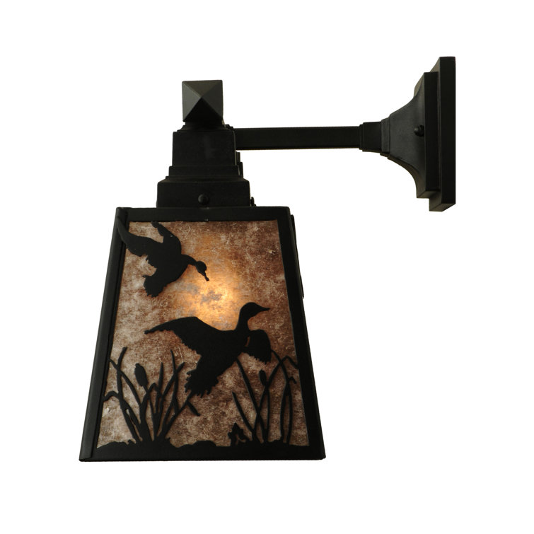 Black Rustic 3-Light Vanity Sconce with Wildlife Design