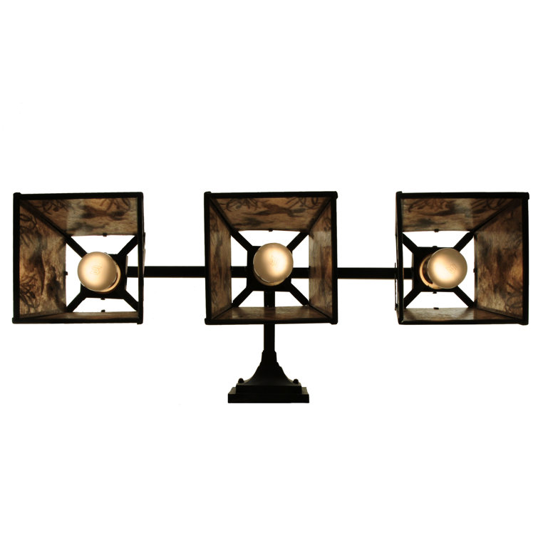 Black Rustic 3-Light Vanity Sconce with Wildlife Design