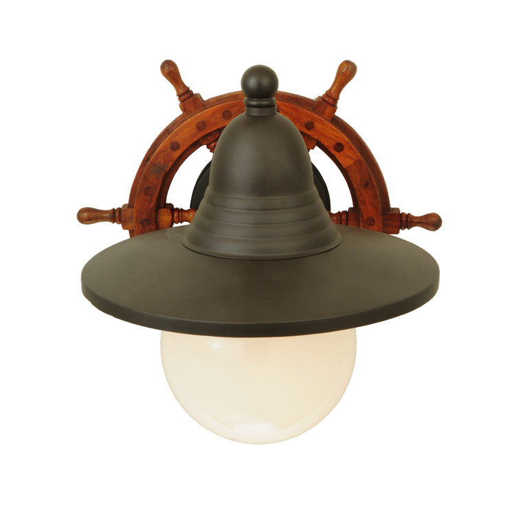 Nautical Bronze 1-Light Wall Sconce with White Energy Star