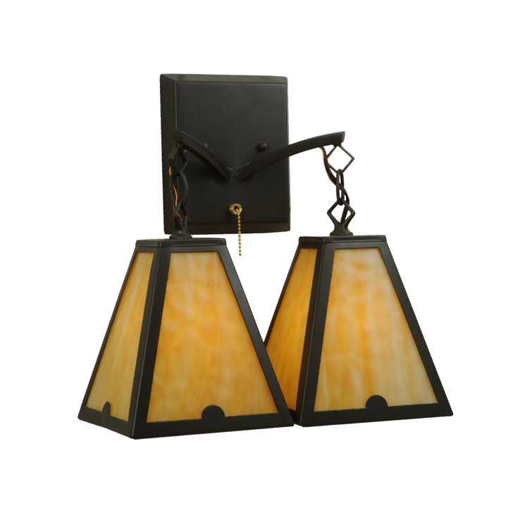 Arnage Dual-Beige Shade Wall Sconce in Timeless Bronze