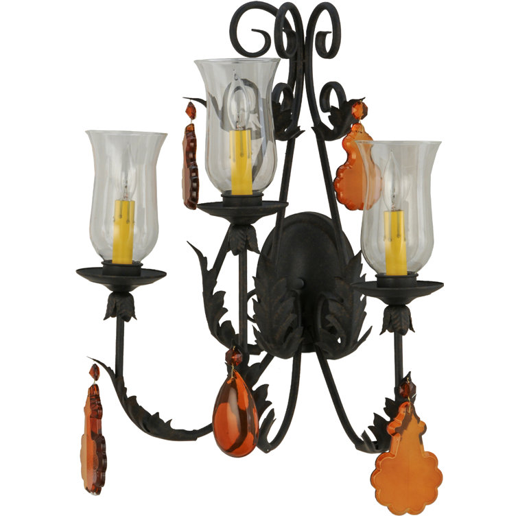 Chestnut 3-Light Amber Crystal Candle Wall Sconce