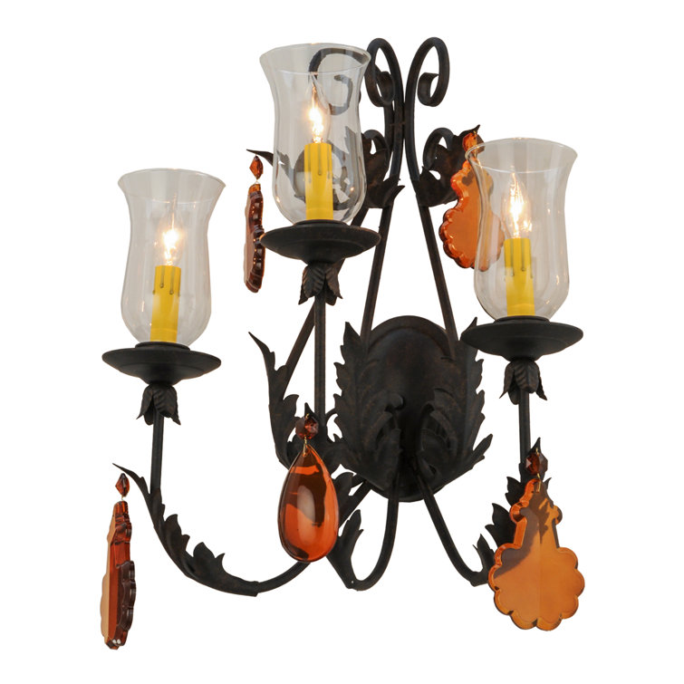 Chestnut 3-Light Amber Crystal Candle Wall Sconce