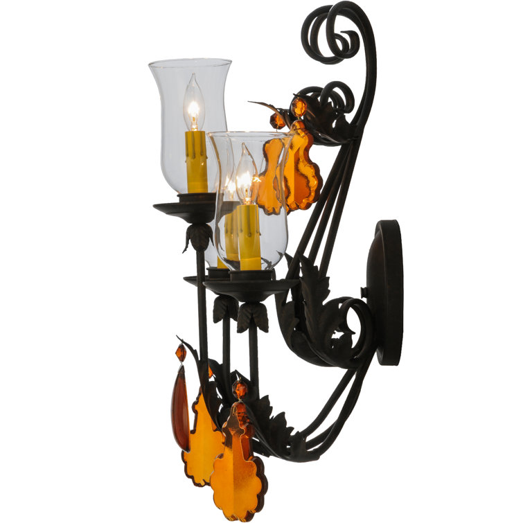 Chestnut 3-Light Amber Crystal Candle Wall Sconce