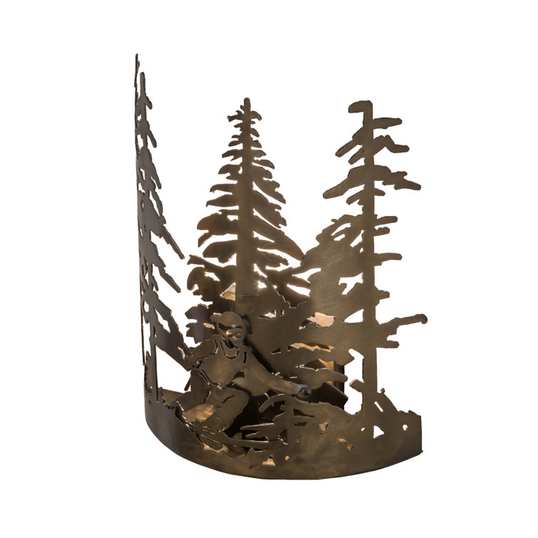 Antique Copper Ski Lodge Wall Sconce with Novelty Shade