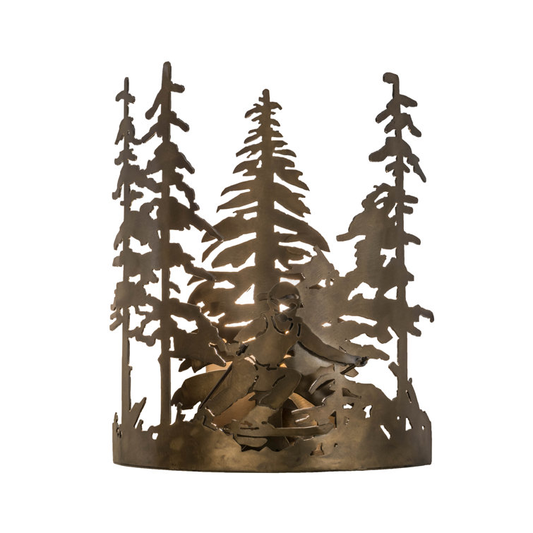 Antique Copper Ski Lodge Wall Sconce with Novelty Shade