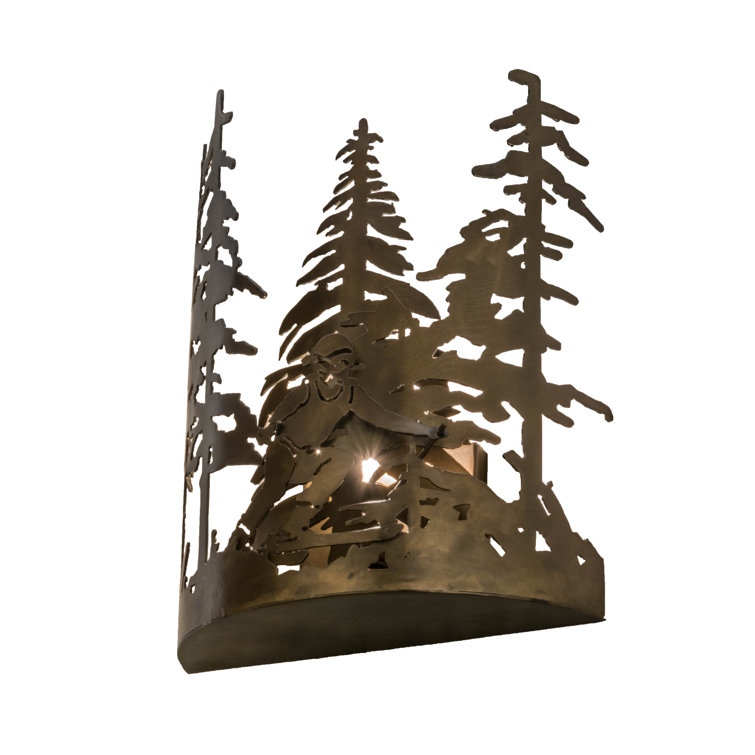 Antique Copper Ski Lodge Wall Sconce with Novelty Shade