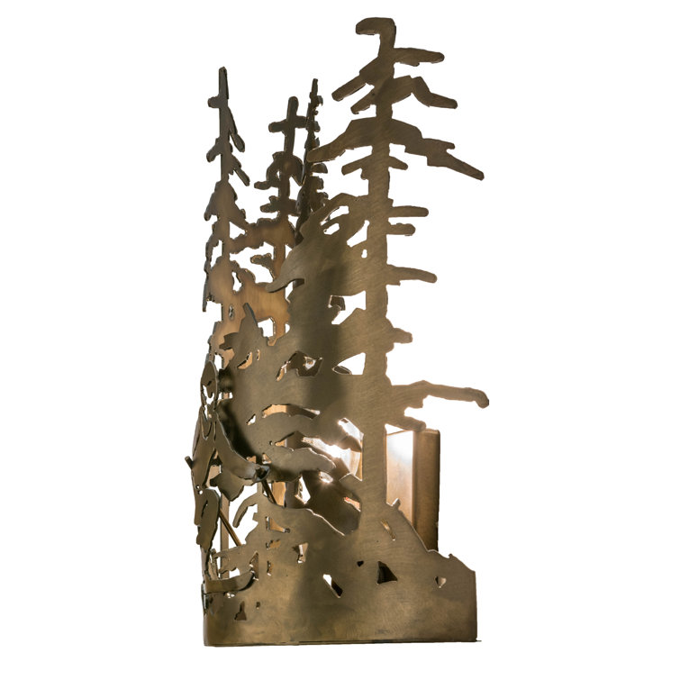 Antique Copper Ski Lodge Wall Sconce with Novelty Shade