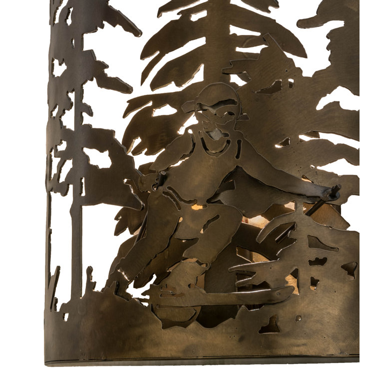 Antique Copper Ski Lodge Wall Sconce with Novelty Shade