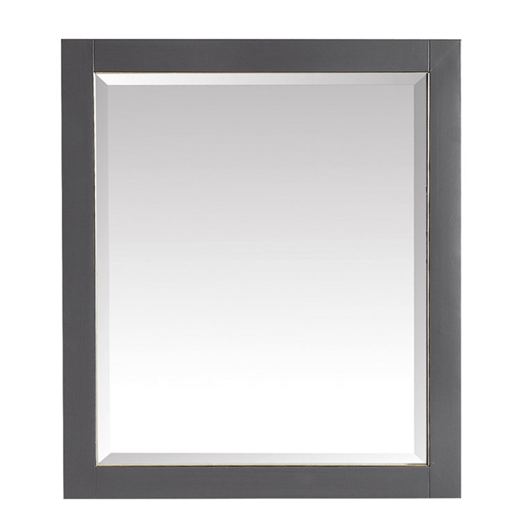 Austen 32" x 28" Twilight Gray Wood Framed Bathroom Vanity Mirror with Matte Gold Trim