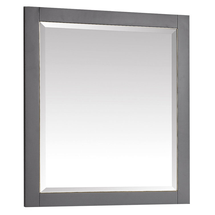 Austen 32" x 28" Twilight Gray Wood Framed Bathroom Vanity Mirror with Matte Gold Trim