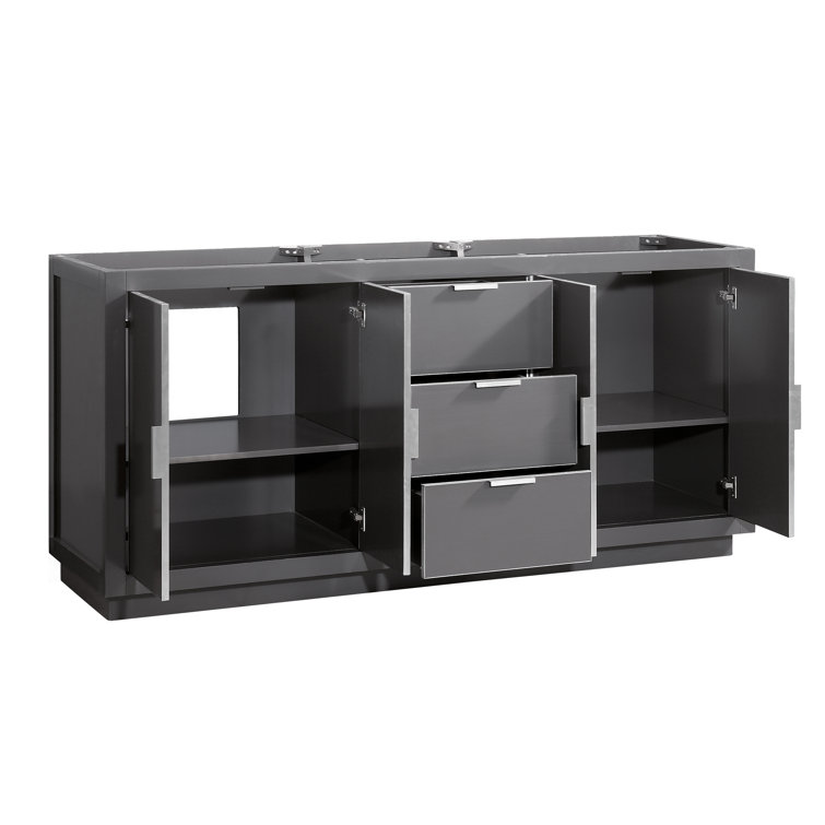 Austen 72" Twilight Gray Solid Wood Double Vanity Base