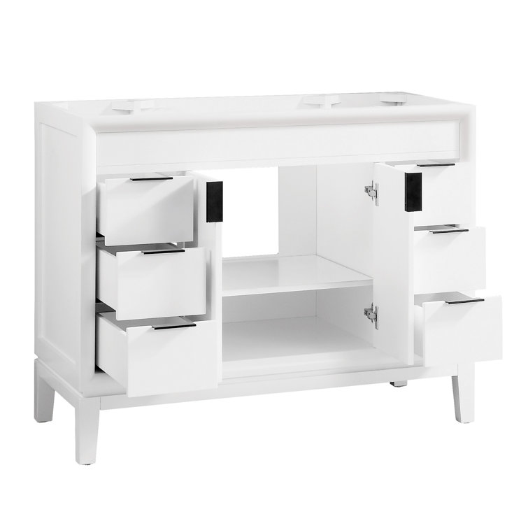 Emma 43'' White Single Bathroom Vanity with Marble Top