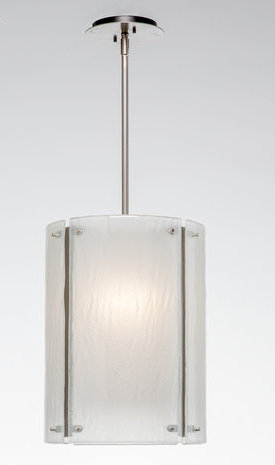 Matte Black Textured Glass Drum Pendant with Energy Star LED