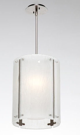 Matte Black Textured Glass Drum Pendant with Energy Star LED