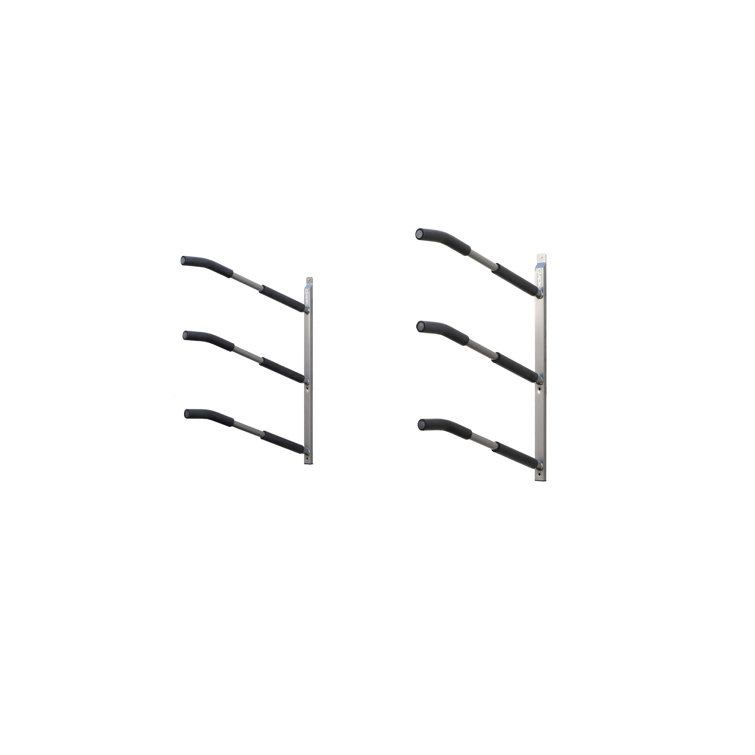 Black Metal Wall Mounted Adjustable Triple Kayak Rack