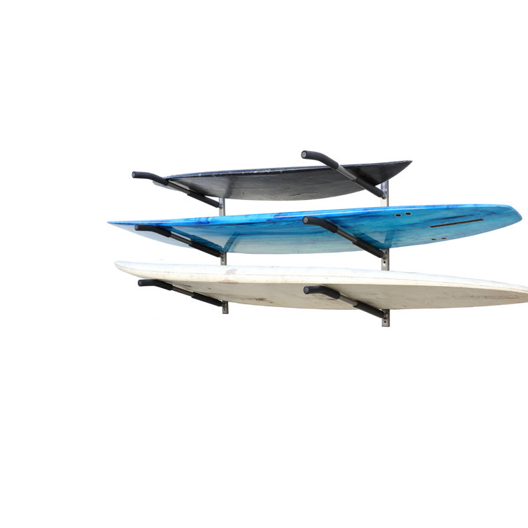 Black Metal Wall Mounted Adjustable Triple Kayak Rack
