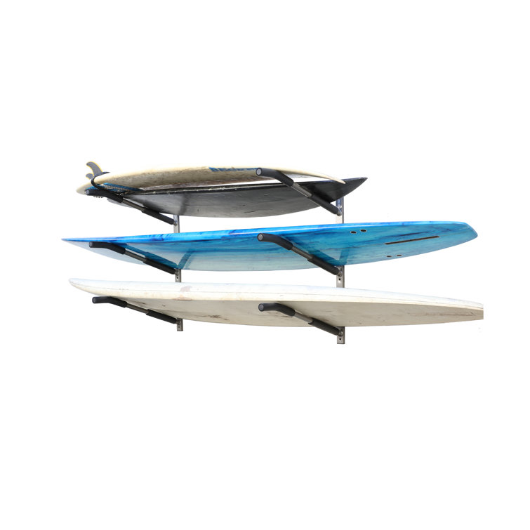 Black Metal Wall Mounted Adjustable Triple Kayak Rack