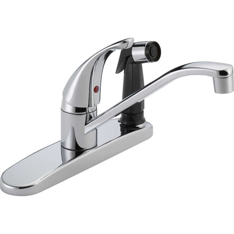 Chrome Single-Handle Kitchen Faucet with Side Sprayer