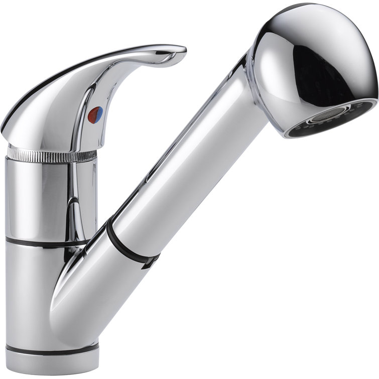 Chrome Single-Handle Pull-Out Kitchen Faucet with Spray