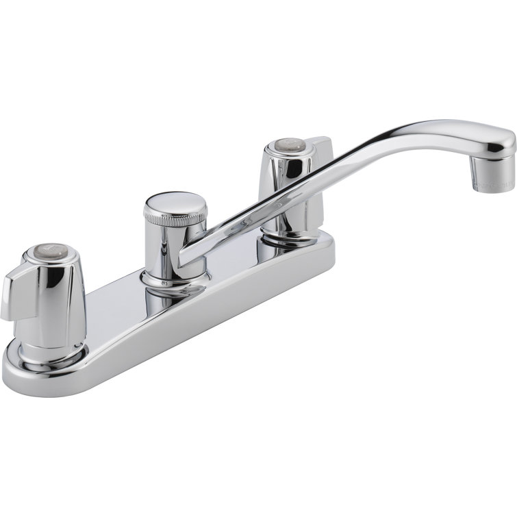 Core Polished Chrome Double Handle Low-Arc Kitchen Faucet