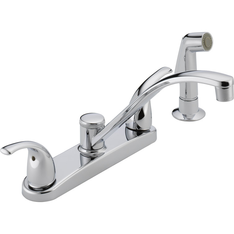 Chrome Transitional Double Handle Kitchen Faucet with Side Sprayer