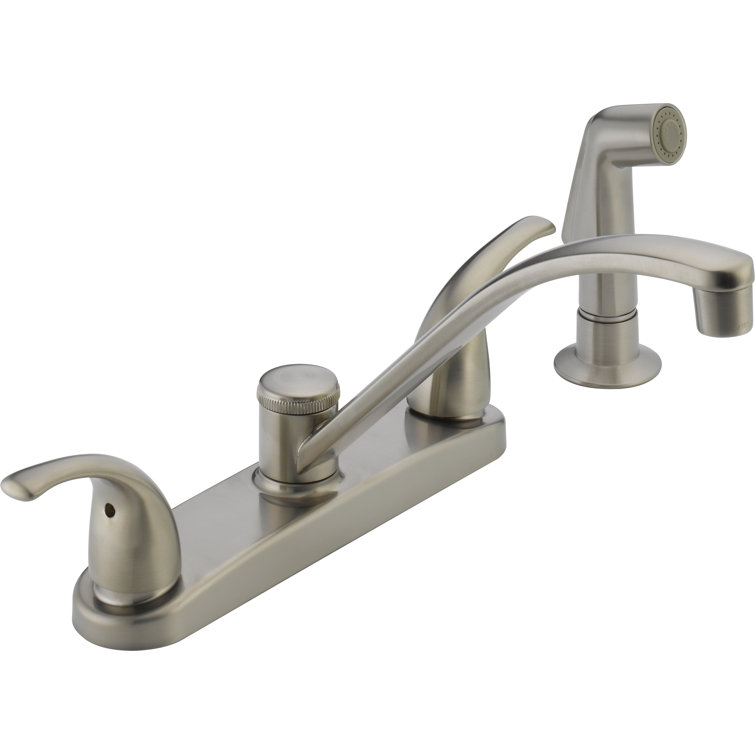 Chrome Transitional Double Handle Kitchen Faucet with Side Sprayer