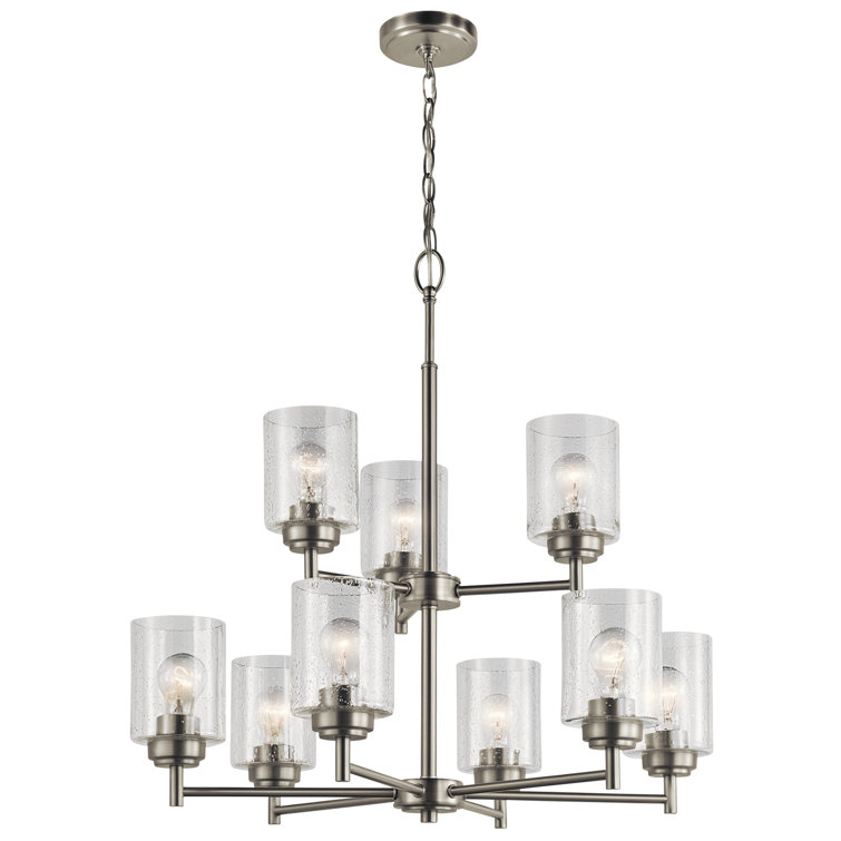 Winslow Transitional 9-Light Black & Nickel Chandelier with Clear Glass
