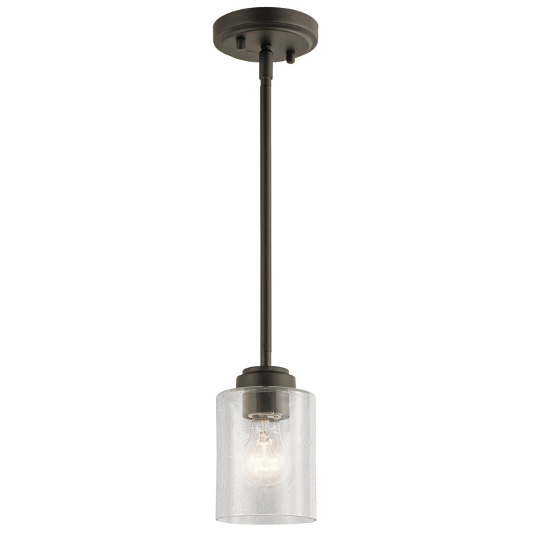 Winslow Olde Bronze Mini Pendant with Clear Seeded Glass