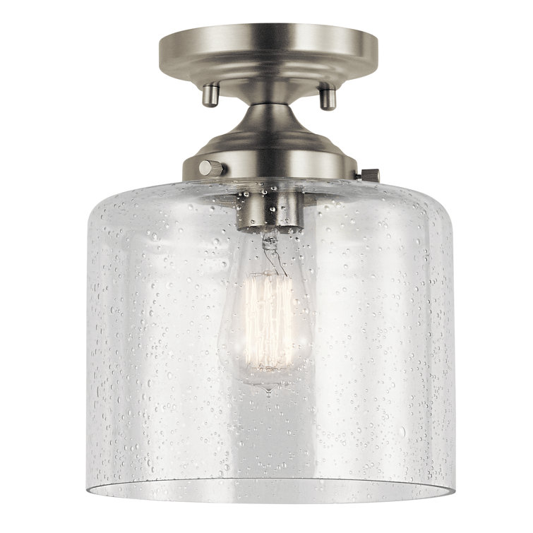 Brushed Nickel 8.5" Semi-Flush Mount with Clear Seeded Glass