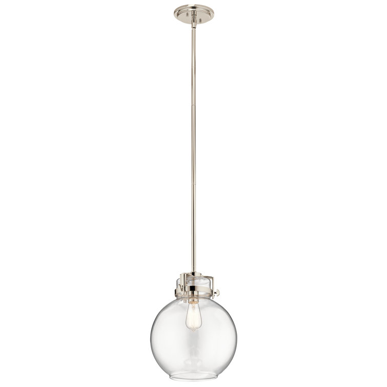 Polished Nickel Globe Pendant Light with Clear Glass Shade