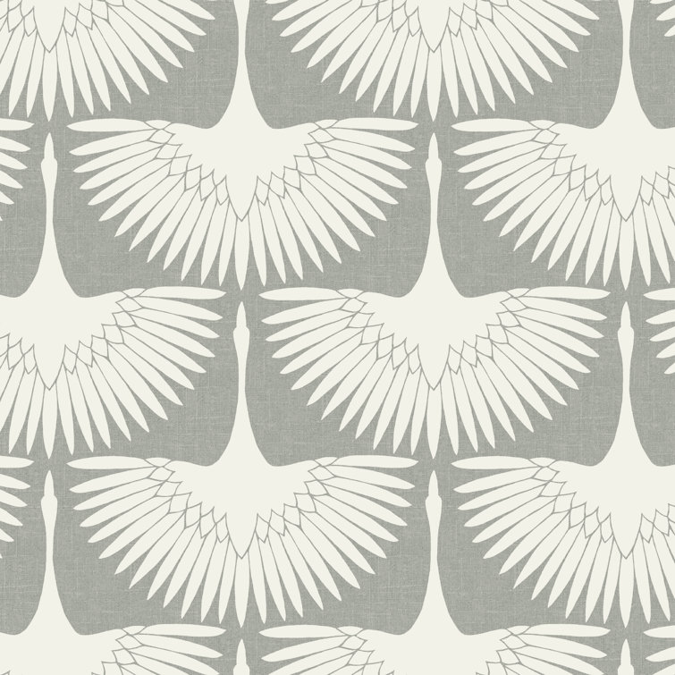 Genevieve Gorder Gray and White Feather Flock Peel and Stick Wallpaper