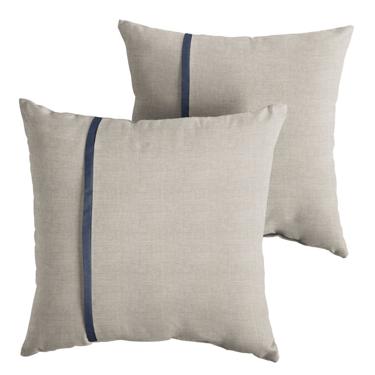 Set of 2 Cast Silver and Navy Polyester Square Throw Pillows