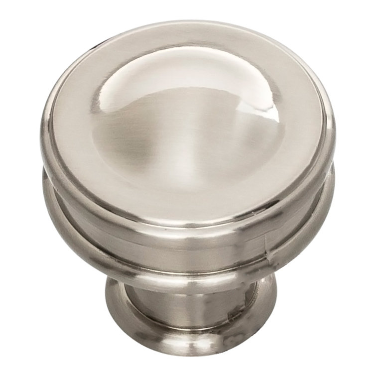 Brushed Nickel Round Knob with Mounting Hardware