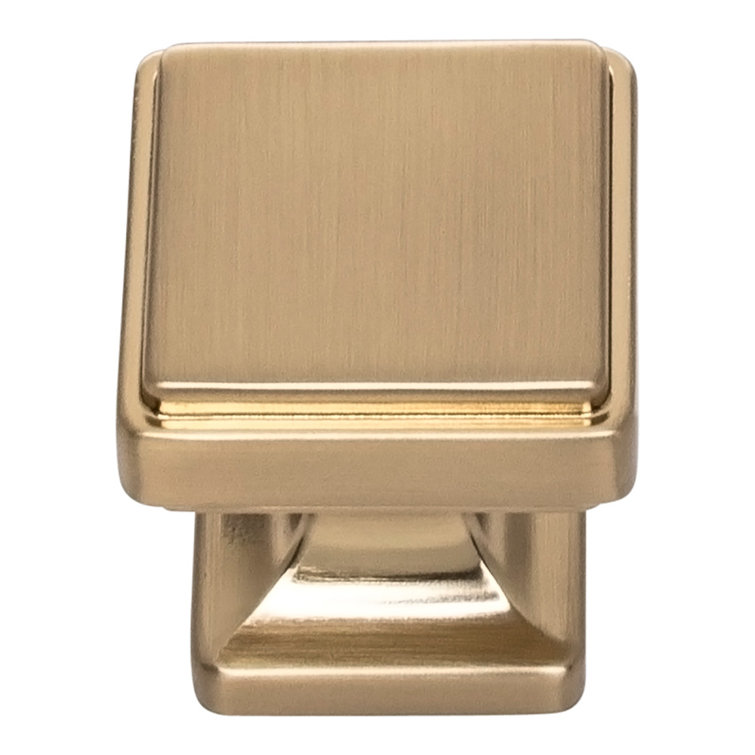 Warm Brass Square Knob with Mounting Hardware