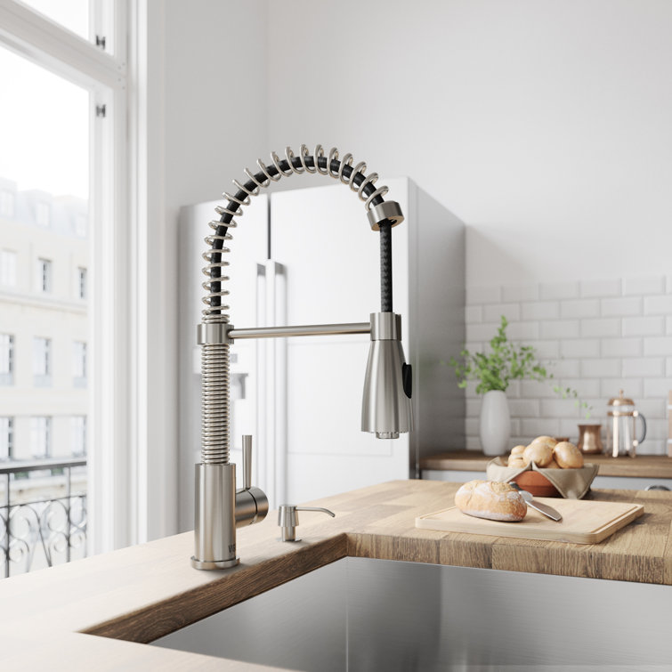 Brant Stainless Steel Pull-Down Kitchen Faucet with Soap Dispenser