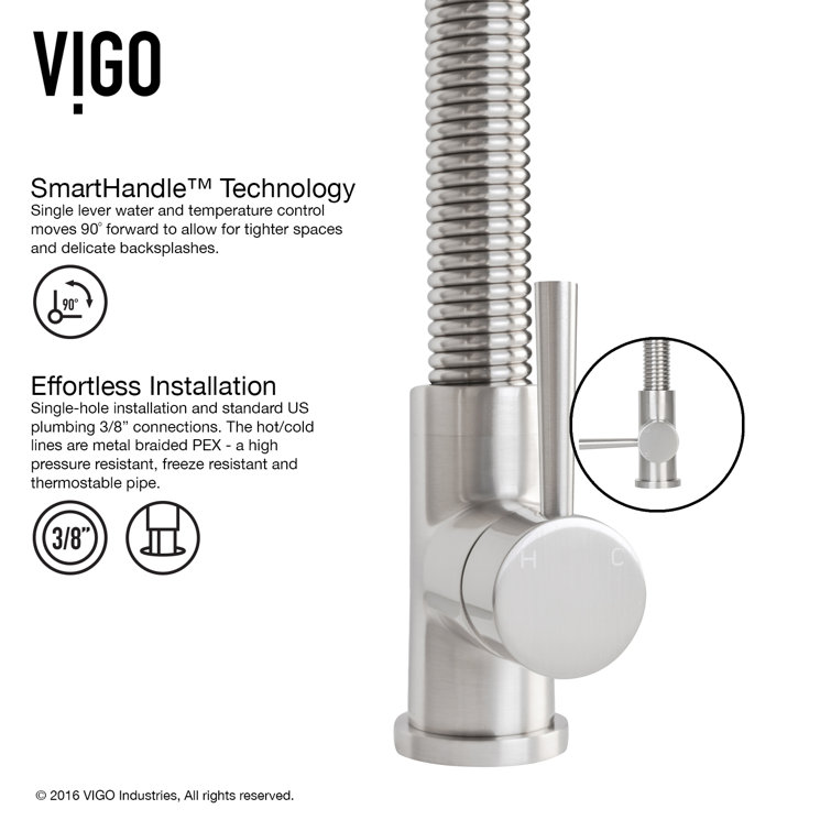 Brant Stainless Steel Pull-Down Kitchen Faucet with Soap Dispenser