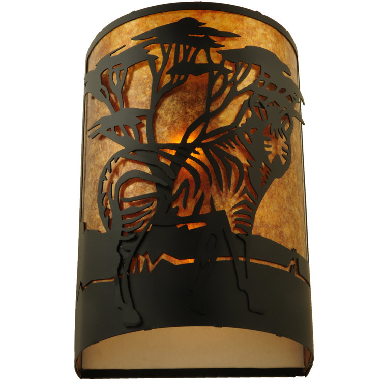 Savanna Stripes 2-Light Black Zebra Wall Sconce