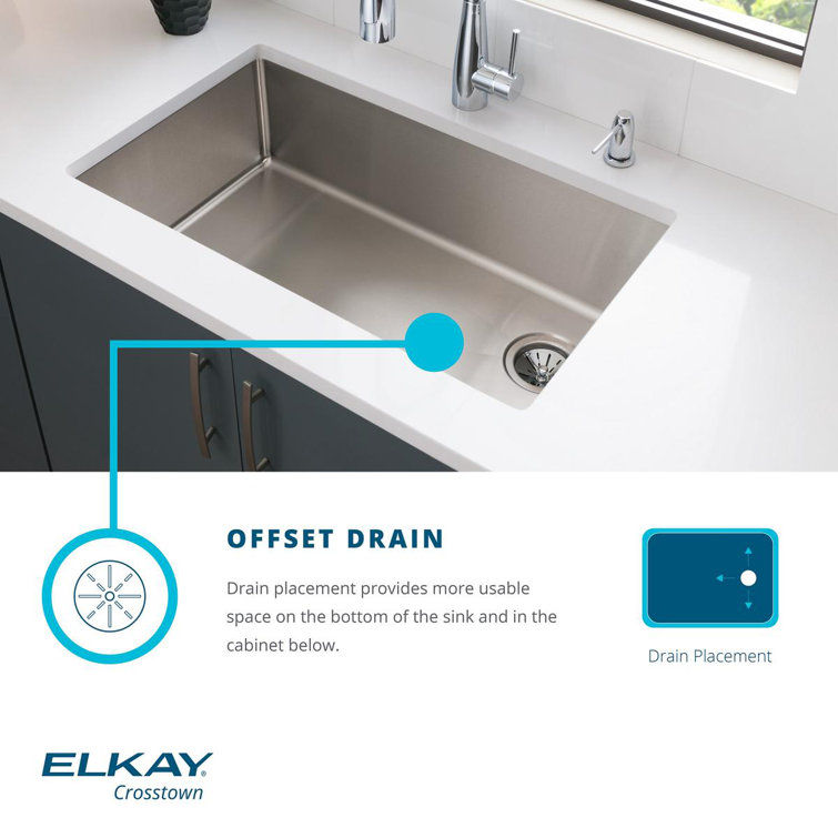 Elkay Crosstown Stainless Steel Undermount Bar Sink with Tight Corners