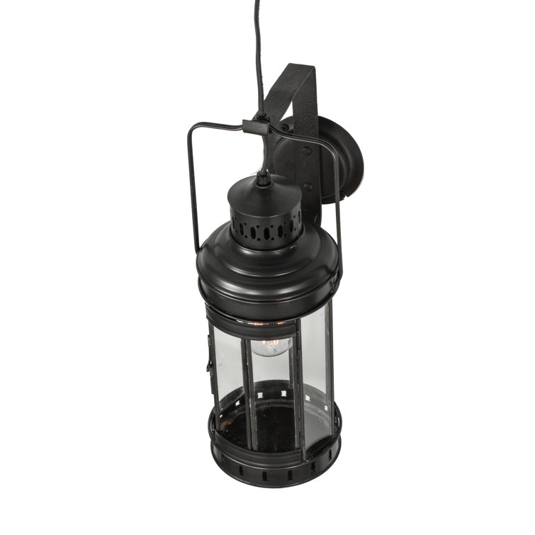 Westminster Black Solid Brass 1-Light Dimmable Lantern Wall Sconce
