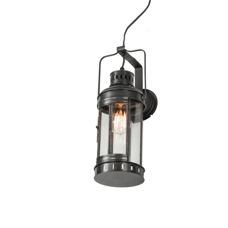 Westminster Black Solid Brass 1-Light Dimmable Lantern Wall Sconce