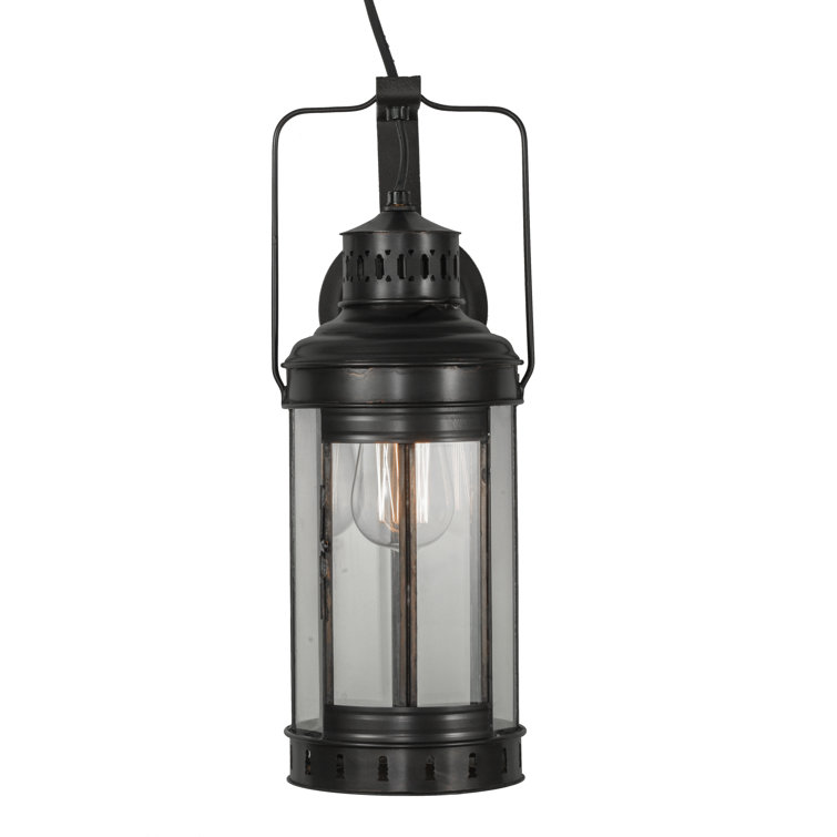 Westminster Black Solid Brass 1-Light Dimmable Lantern Wall Sconce